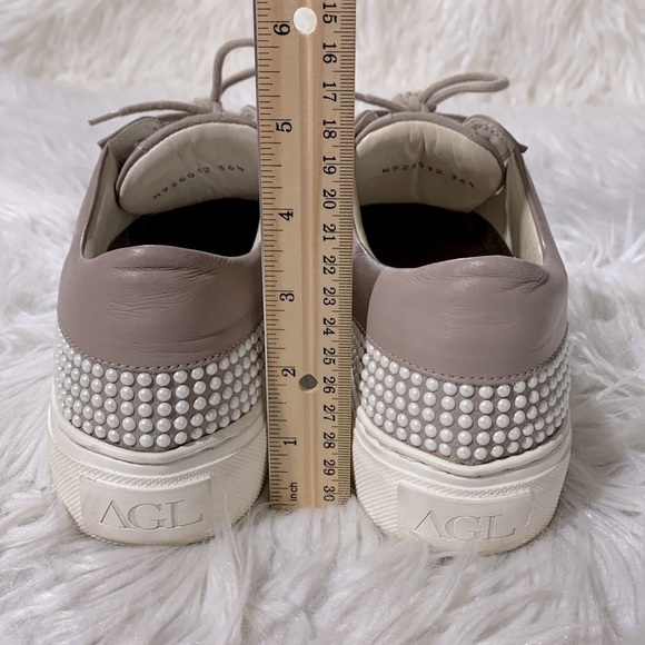 AGL Attilio Giust Leombruni pearl embellished sneakers supple leather size 36.5 - Picture 11 of 12